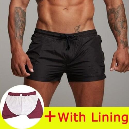 Quick Dry Swimming Shorts Pocket Swimsuit Men Swimwear Lined Mens Swimming Board Shorts Swim Briefs short de bain homme