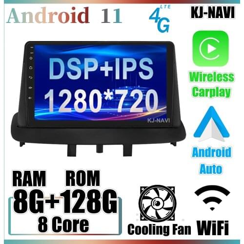9 inch Android 11 For Renault Megane 3 2008 - 2014 DVD 6+128GB CARPLAY Car Radio Auto GPS Navigation Multimedia NO DVD WIFI