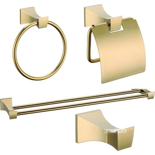 Luxury Gold Wall Bathroom 4 Accessories Hardware Sets KE2500A Clothes Hook Towel Ring Double Pole Towel Rack Toilet Paper Holder