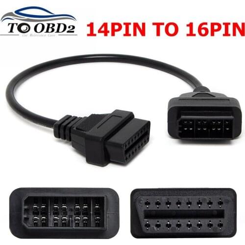 For Nissan 14 Pin OBD Cable 14Pin To OBD OBD2 OBDII 16 Pin Female Adapters Auto Diagnostic Cables For Nissan 14Pin Adapter Cable