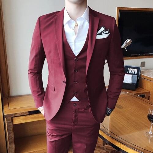 2021 Suit suit malespring and autumn high-end custom business blazers three-piece Slim large size multi-color boutique suit 3XL