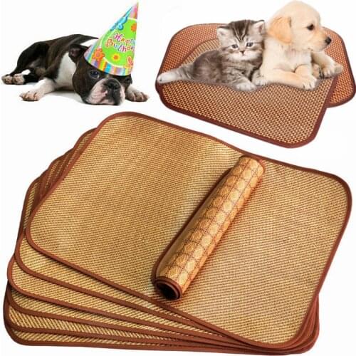 Pet Summer Cooling Mats Ice Rattan Pad Washable Breathable Floor Mat Puppy Mattress for Small Medium Large Dogs Cat Pet Supplies