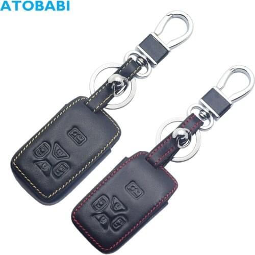 Leather Car Key Cover For Toyota Estima Alphard Vellfire Previa 2010-2015 5 Buttons Keychain Smart Remote Fob Protector Case