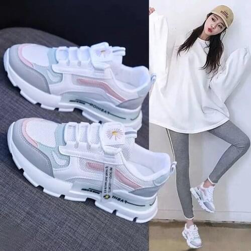 Womens platform sneakers 2021 ladies Summer Mesh Breathable Increased Sports Footwear Fashion chunky running vulcanized shoes