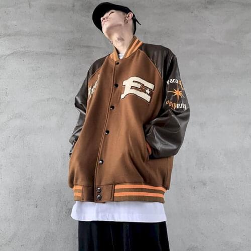 American retro Baseball uniform jacket men women stitching hip-hop trend oversize casual all-match coat spring autumn Punk outer