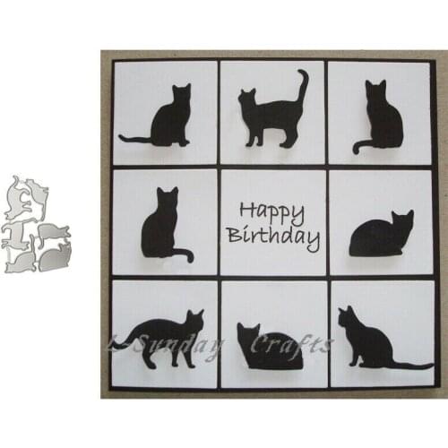 L-Sunday Crafts Dies Cute Cat Kitty Metal Cutting Dies Stencils Scrapbooking Embossing Cardmaking DIY