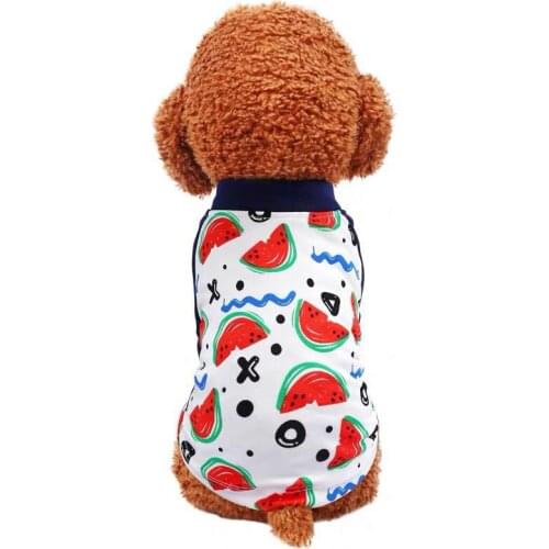 Watermelon Pattern Print Dog Summer Clothes Dog Clothes Teddy Bichon Pomeranian Pet Summer Thin Vest T-shirt Cat Pet Costume