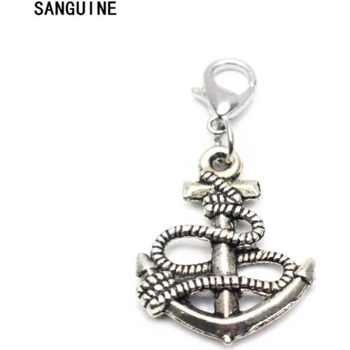 Hot selling 12pcs/lot boat anchor dangle charms lobster clasp charms for pendant/bracelet accessories diy jewelry