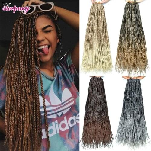 Lovepancy Ombre Synthetic Braid Hair Box Braids 24Inch Long Bug Brown Goddess Braiding Hair 22Strands Crochet Hair For Women