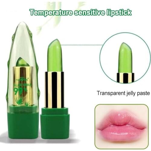 Natural Aloe Vera Balm Jelly Lipstick Charming Shine Long-lasting Moisturizing Lip Makeup Temperature Color Changing SANA889
