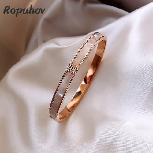 Ropuhov 2021 New Korean Fashion Jewelry for Woman Gift Luxury Stainless Steel Bracelet Gold Bangles Bangles Charms Wholesale