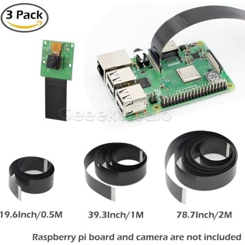 2M 1M 50CM 3 PCS Raspberry Pi 3 Camera Cable Ribbon FFC 15pin 0.5mm Pitch Flat Wire Cable for Raspberry Model B Camera Line