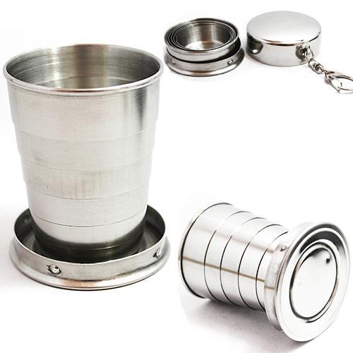 Portable 75ml Stainless Steel Teacup Outdoor Travel Folding Collapsible Cup