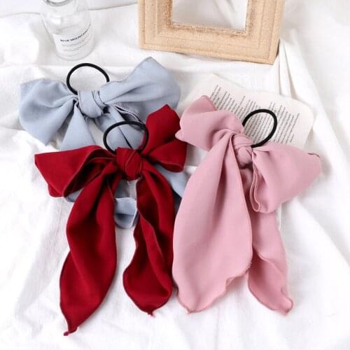 Fashion Hair Ties Chiffon Bowknot Elastic Rubber Band Scrunchies Headband Women Sweet For Girl Ponytail Holder Hair Accessories