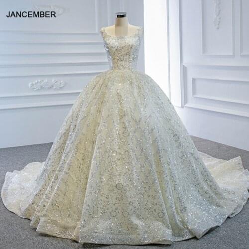 RSM67122 Luxury Elegant Shiny Metal Sequins Bridal Wedding Bridal Gown 2021 Customizable Frill Backless Banquet Formal Dress