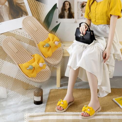 Slippers Womens Summer Bows are Worn at Home The Latest Ins Drags the word Sandals Korean Leisure Anti-Slip Sweet Fashion Shoes