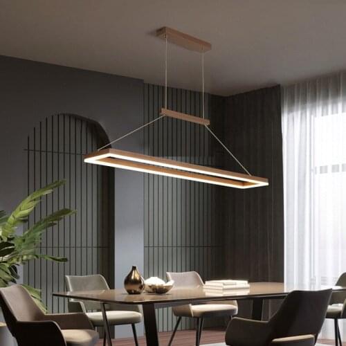 Nordic modern minimalist office long strip chandelier front bar counter dining room LED hanging lamps