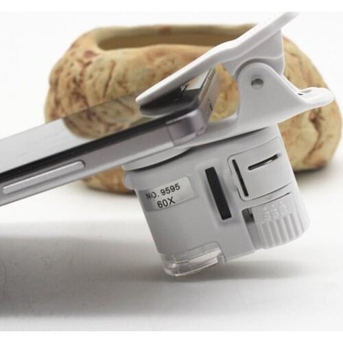 Led Microscope HD 60 times with money detection lamp detection LED lamp general mobile phone clip light source magnifying glass