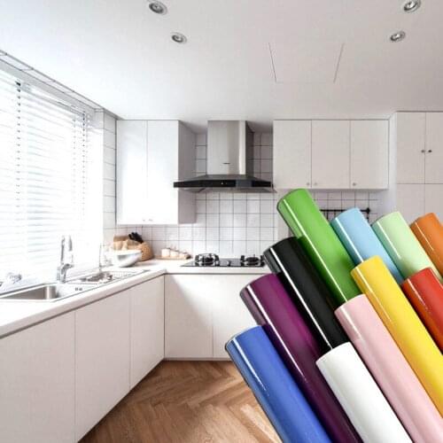 Solid Color Self Adhesive Vinyl Wallpaper Waterproof Films Oil-proof wall Stickers Kitchen Cabinet DIY Renovation Sticker Decals