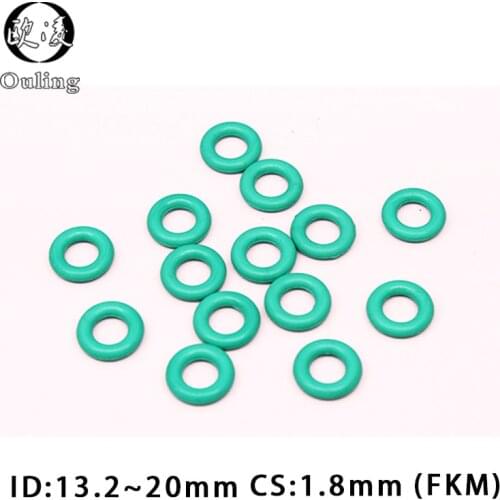 10PCS/lot Fluorine rubber Green FKM O ring Seal 1.8mm Thickness ID13.2/14/15/16/17/18/19/20mm Rubber O-Ring Seal Oil Gasket Ring