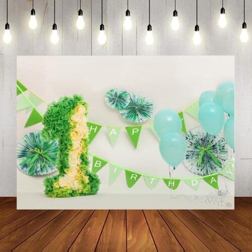 Balloon Flag Hanging Paper Flower One-Year-Old Baby Birthday Background Party Scene Decoration Studio Photography Photo Cloth