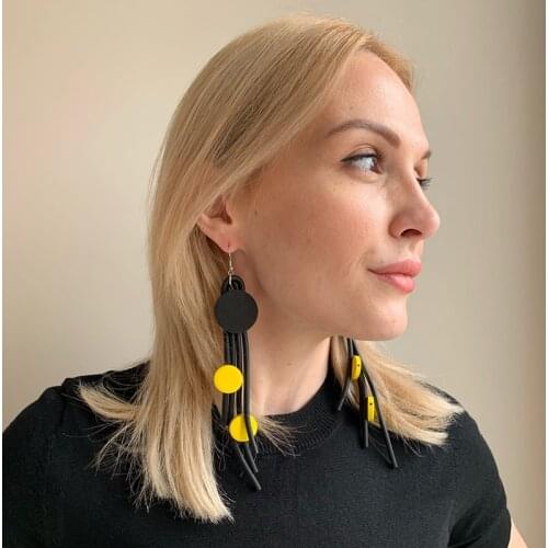 JID Kpop Women Charms Drop Earrings Cute Wood Beads Long Earring Fashion Jewelry 2021 Trendy Aesthetic Festival Gift Pastel Goth