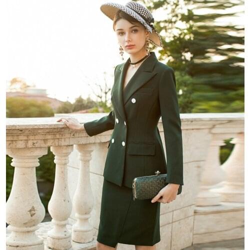 2020 New Arrival Suits Women Two Piece Set Elegant Office Lady Formal Work Wear Vintage Blazer Suit Jacket Skirt Uniform