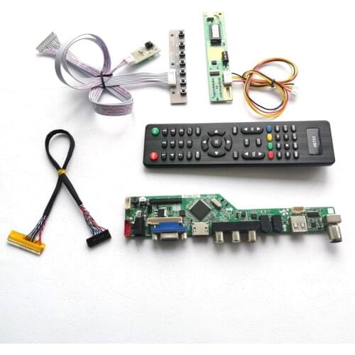 For B141EW03 V3 V5 VB LCD panel monitor VGA USB AV LVDS 1CCFL 30Pin T.V56 drive card board keyboard+Remote+Inverter DIY kit