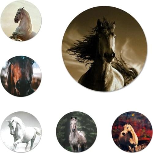 58mm Horse Animal Printed Icons Pins Badge Decoration Brooches Metal Badges For Backpack Decoration