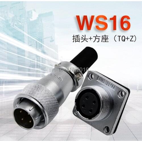 1Set WS16 9Pin Square Flange 16mm Chassis Panel Mount Metal Aviation Circular Connector 5A/400V