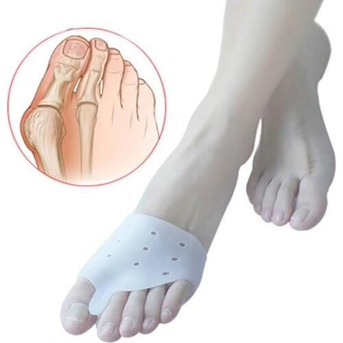 1 Pair Toe Separator Adjustable Washable Silicone Toe Wraps Toe Splint Straightener for Daily Life