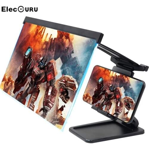 12" Phone Screen Magnifier with Cell Phone Stand–3D HD Mobile Phone Screen Amplifier Projector for Movies for All Smartphone