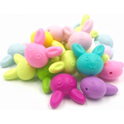 Rabbit Head Silicone Beads Baby Teething Teether 5pcs/pack BPA Free Necklace Making Making Chew Toy Baby care products