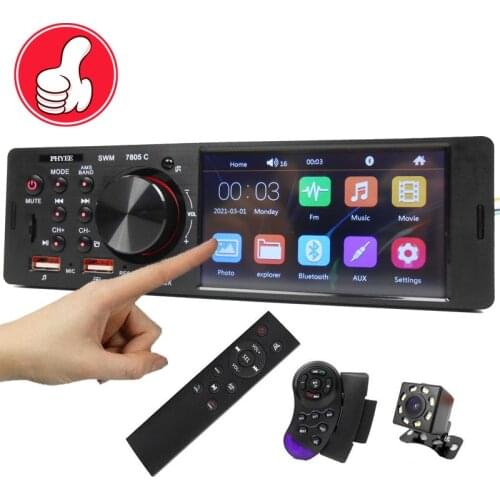 Touch Screen Car Radio 1 Din 4.1" Bluetooth Audio Video MP5 Player TF USB Fast Charging ISO Remote Stereo System Head Unit 7805C