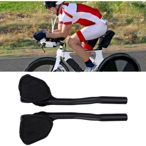 BALUGOE Carbon Fibre 1Pair Bicycle Rest Handle Long Resistance Carbon Fiber Road Bike TT Handlebar for MTB