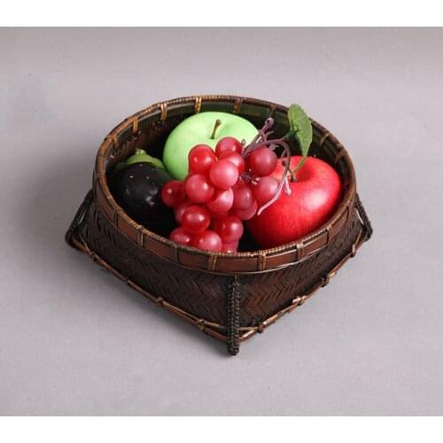 Chinese Traditional Style Handmade Bamboo Storage Basket For Tea Set Fruit Cake Dessert Groceries Retro Bamboo Storage Container
