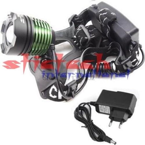 By dhl or ems 50pcs XML T6 1600 Lumen Rechargeable LED Headlamp Headlight Waterproof Zoomable Head Light Lamp with Charger