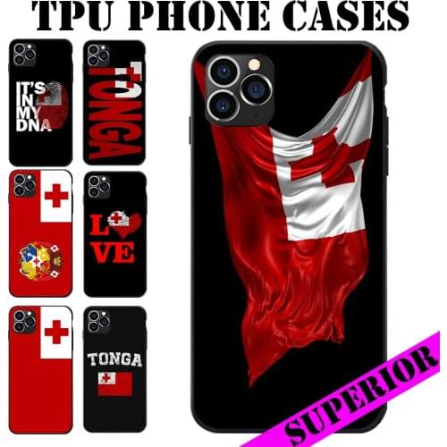For REDMI 5 6 7 8 T 9 A S2 NOTE 10 PRO PLUS 5G Tonga Flag Coat of Arms Text Theme Soft TPU Phone Back Cases