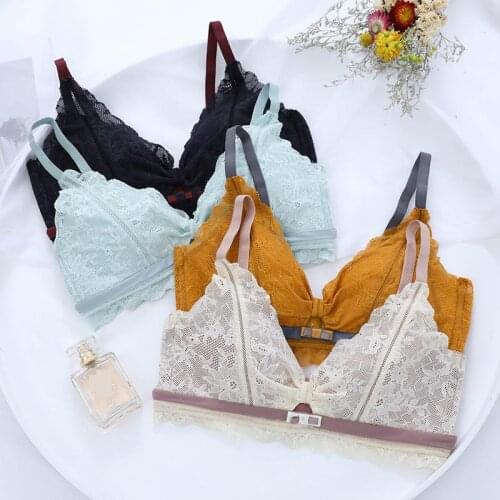 Women Small Chest Gathering Lace Bra Sexy Push Up Adjustable Breast Underwear Sweet Lingerie Wirefree Sleeping Homewear