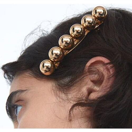 FFLACELL Fashion Women Golden Metal ball Hairpin Simple Punk Hip Hop Hair Clip Pro Salon use Styling Tools Hair Accessories