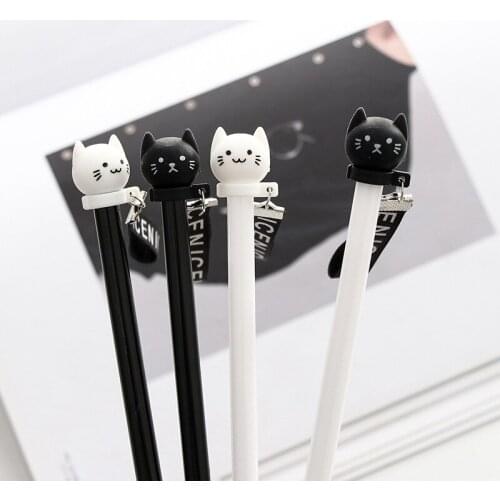Cartoon Black Cat Gel Pen Kawaii Writing Handle Pens for Girls Creative Office Stationery School Supplies Wholesale
