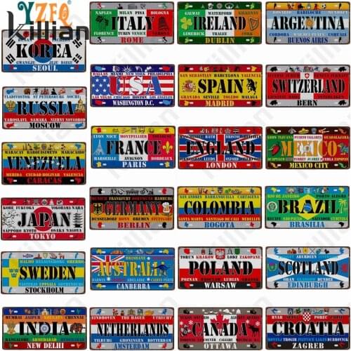National Flag Metal Sign Western City Metal Painting City Text Metal Plaque Retro Metal Poster Bar Club Wall Home Decoration