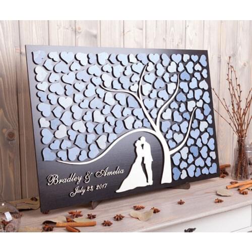 Personalized 3D Guest Book,Alternative Wood Heart Wedding Guestbook,Tree of Life Silhouette Rustic Wedding Decor,Rustic Wedding