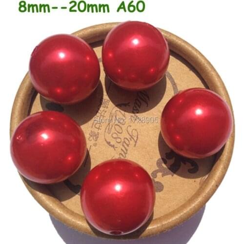 Red Beads for Women Statement Necklaces Pearls A60 6mm to 30mm Christmas Red Imitation Pearls Spacer Ball Beads Fit Jewelry DIY