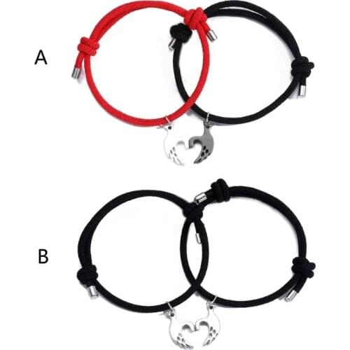 Fashionable Bracelet Cotton Rope Lovebirds Pendant Style Magnet Dolphins Jewelry Souvenirs Gift for Girl Boy Men Women