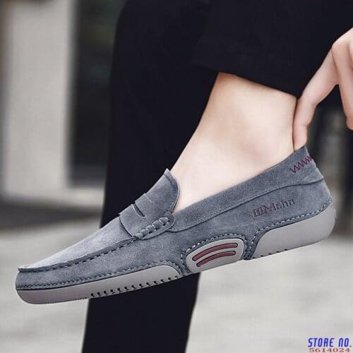 Men Moccasin Loafers Slip On Casual Genuine Leather Driving Shoes Outdoor Boat Shoes Cow Suede Leather Moccasins For Man