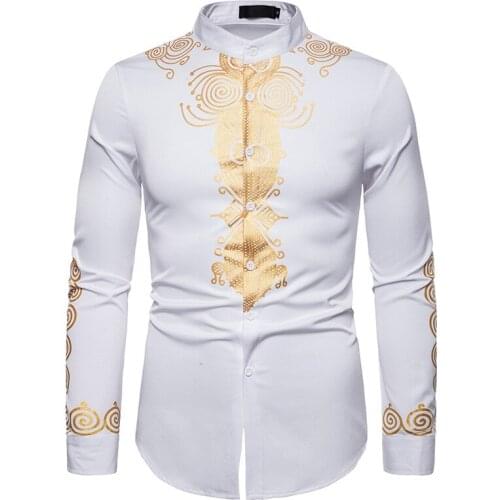 Mens White African Clothes 2021 Fashion African Dashiki Print Dress Shirt Men Streetwear Casual African Clohting Camisas Hombre