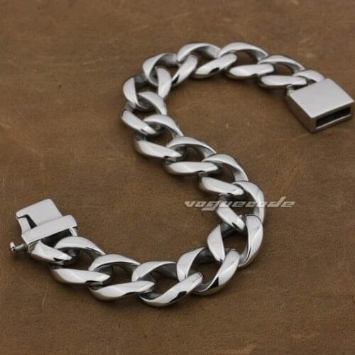 LINSION 316L Stainless Steel Mens Bracelet Biker Link Chain 5D005 Free Shipping