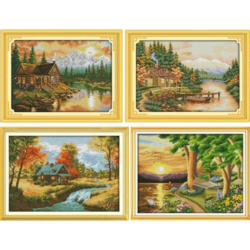 Joy Sunday Twilight Cross Stitch Kits Stamped Handmade Embroidery 11CT 14CT Counted Printing Needlework Decoration Patterns Sets