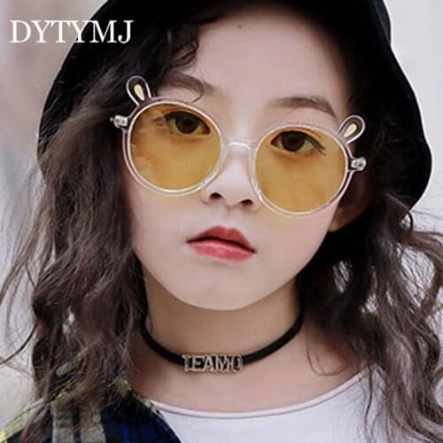 DYTYMJ Round Kids Sunglasses Lovely Children Sunglasses Classic Brand Designer Eyeglasses Pink Goggle Shades For Boy Girl
